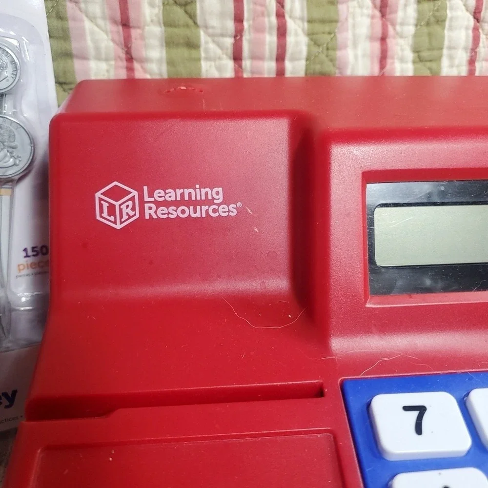 Learning Resources OS Cash Register Kids Red Blue Play Money Set STEM Math Toy